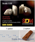 DAN-SDM35008 Accessories for diorama. Two types of imprints of the sole of the boot, German and Soviet, WW2