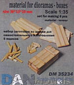 DAN35234 Material for dioramas - wooden boxes, 6 pcs