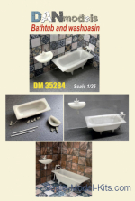 DAN35284 Accessories for diorama. Bathtub & washbasin 2 pcs